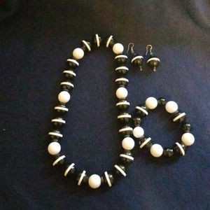 3 price handmade black and white necklace set.